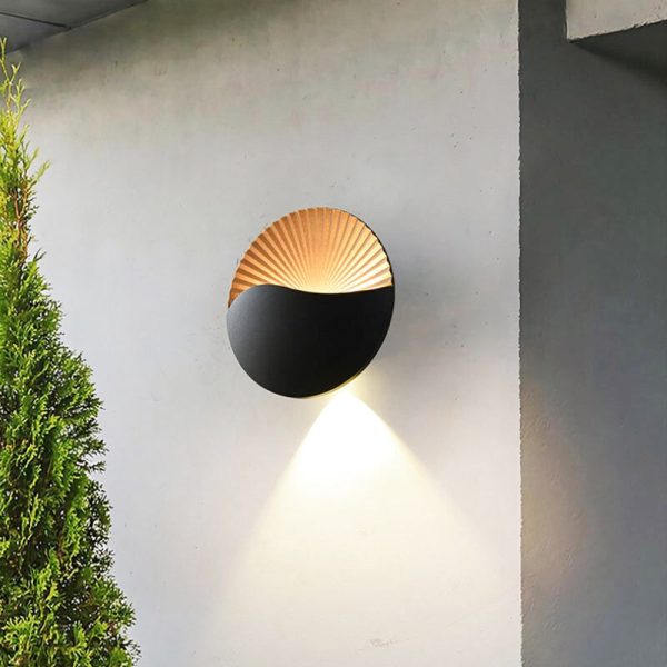 Applique murale ronde extérieure noire