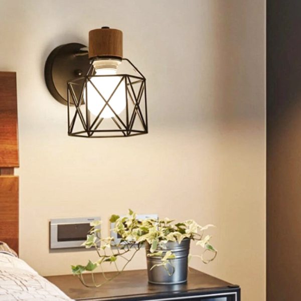 applique murale noir et bois