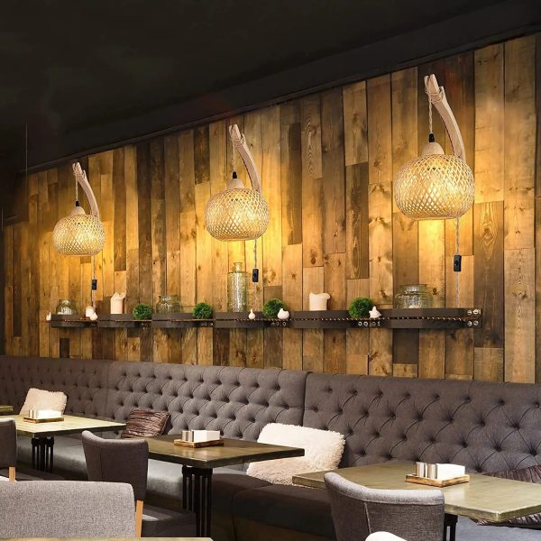 lanterne murale bambou rotin